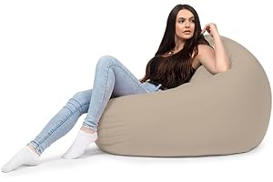 chilly pilley Fauteuil Pouf Coussin De Sol avec Remplissage Eps Pouf Géant Pouf Intérieur Et Extérieur Imperméable Multifonctionnel pour Enfants Et Adultes Nombreuses Couleurs (Beige, Ø 145 cm)
