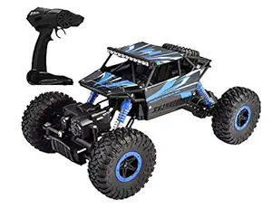 Popsugar THRC699-103BL 4 Wheel Drive 1:18 Rock Crawler Off Roader Monster Truck with 2.4GHz Remote Control Rechargeable Toy for Kids, Blue