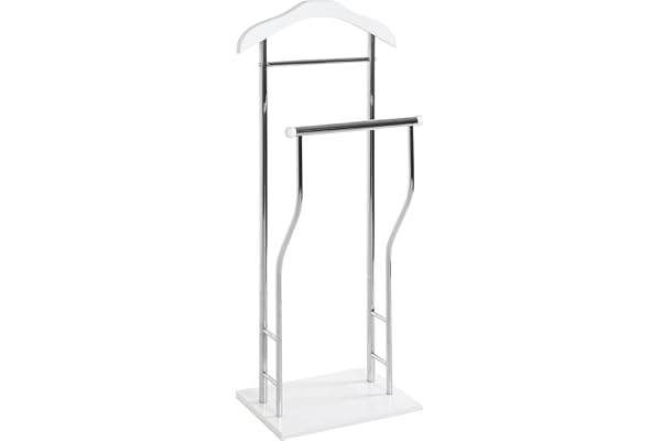 HAKU herrbetjänt för sovrum, tyst tjänare, badrum, krom, vit, MDF metall - mått: B 45 x H 110 x D 30 cm, stil: modern