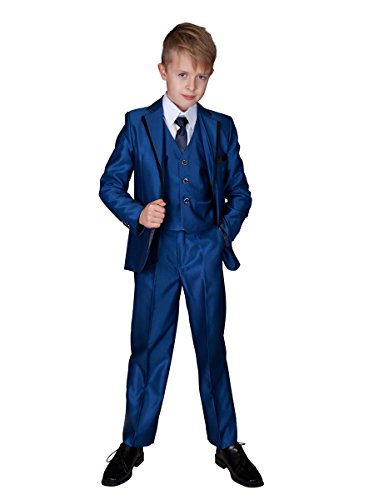 Costume Complet Enfant pour Mariage cérémonie 5 pièces, Bleu Roy, 4 ans