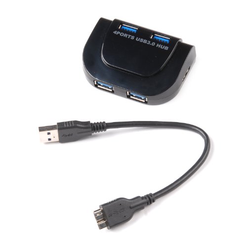 tinxi® 4 Port USB 3.0 Hub Super Speed bis zu 5Gb/s Portable USB3.0 4 Port Verteiler ohne Netzteil ideal für Laptop, Ultrabook, PC und Tablet PC unterstütz Win7 / Win8 / Win10 / Mac in Schwarz (USB 3.0 Hub NEU)