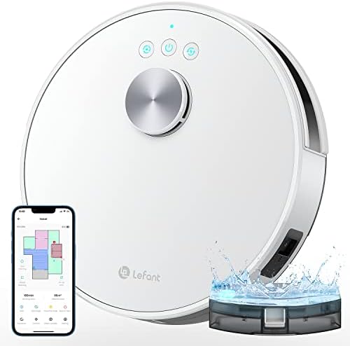 Lefant M1 Robot Aspirapolvere Lavapavimenti con Mappatura,Navigazione LDS, Batteria da 4000mAh, Autonomia 150 min,Robot Aspirapolvere Slim per Pulizia Domestica/Peli Animali, Bianco