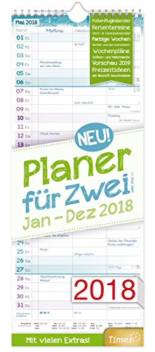 Preisvergleich Produktbild Wandkalender Planer für Zwei 2018 17x42cm, 3 Spalten, Ferientermine, viele Zusatzinfos