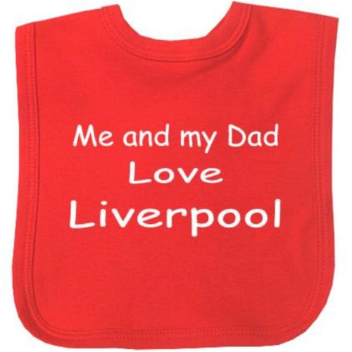 Me and my Dad Love Liverpool Velcro Baby Bib with Choice of 9 Colours - 100% Cotton. Red