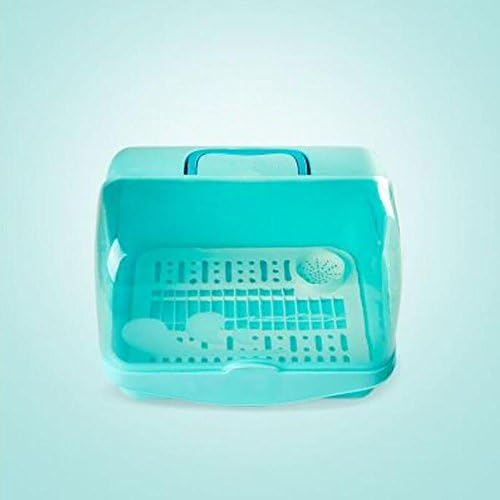 XISHU Baby Bottle Storage Box Drain Rack Dust-proof Tableware Fruit Basket Finishing Box , blue