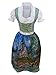 Produktbild Di08 Exclusives, Langes Dirndl, 3 teilig, Grünes Trachtenkleid mit Bluse und wunderschöner Schürze mit Landschaftsmotiven, Rocklänge 77-88 cm, Größe 38