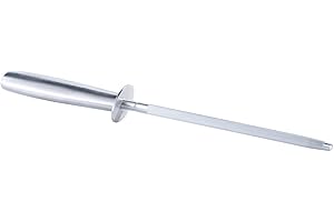 TokioKitchenWare Casa e cucina - Estrattore di coltelli: Acciaino marchiato per coltelli in acciaio con asta affilatrice da 20 cm (Rettifica di acciaio, Bastoncini per affilare, Macine)