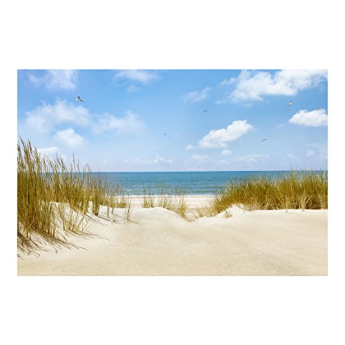Vlies Fototapete Strand an der Nordsee – Das ORIGINAL – XXL Vliestapete Querformat Tapete Vliesfototapete Wandbild Wandtapete 3D Wanddeko Wand Meer Dünen Himmel Natur Küste Landschaft blau sand türkis - 2