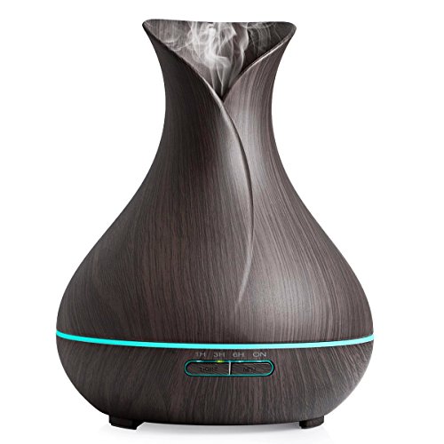 REIDEA Aroma Diffuser 400ml Leise Kalten Nebel Luftbefeuchter Oil Düfte Humidifier Holzmaserung LED mit 7 Farben, Timer und Abschaltautomatik