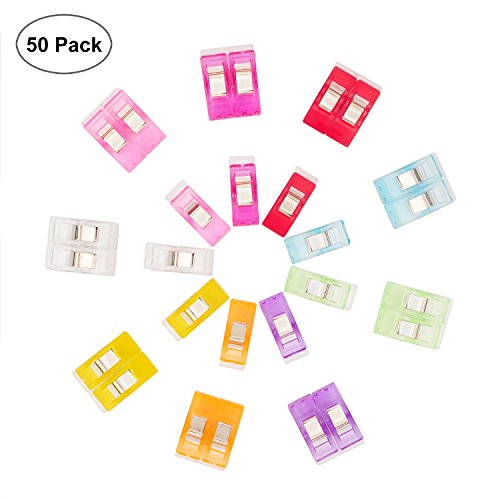 HOOMIL 50 Stück Nähklammern 27 * 11.5 mm Nähen Klammern Zubehör für Nähen, Quilting Clips, Basteln, Häkeln, Klammern, Stricken etc - H3106 (7 Farben)