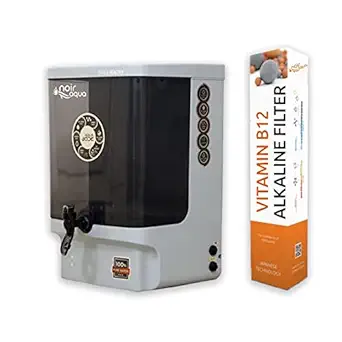 Noir Aqua Jade RO Water Purifier with B12 Alkaline Filter RO + UV + UF + TDS Control + Pre Filter & Accessories, RO Water Filter System for home 10 Ltrs, 8 Stage (Gray Black)