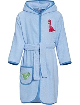 Playshoes Jungen Kinder Frottee-Bademantel Dino mit Kapuze
