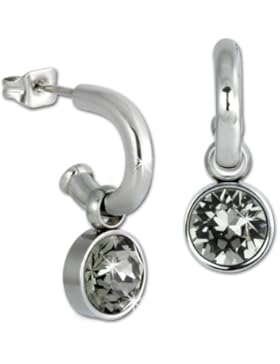 Amello Creolen Stein Edelstahl Swarovski Elements grau Ohrring Edelstahlschmuck Stainless Steel ESOS02K