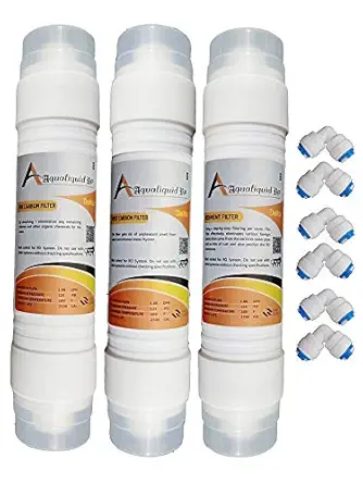 AQUALIQUID RO Gold Pre + Post Carbon + Sediment Filter Inline With 6 Connector For water filter Ro (Delta1_Gold-Sedi+Pre+Post)