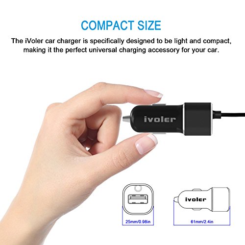  Garantie    Vie  iVoler Chargeur de Voiture Allume-Cigare 2 Ports USB 24W  4 8A avec C  ble Lightning  1 5m  Ultra Petit Chargeur Allume-Cigare USB d