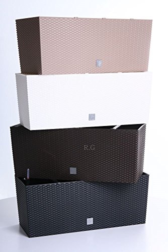 Blumentopf Blumenkasten Blumenkübel Polyrattan Bewässerung 4 Farben 2 Größen (600 anthrazit) - 2