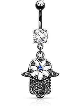 Paula & Fritz® Bauchnabelpiercing aus Edelstahl Chirurgenstahl 316L silbern Tr...