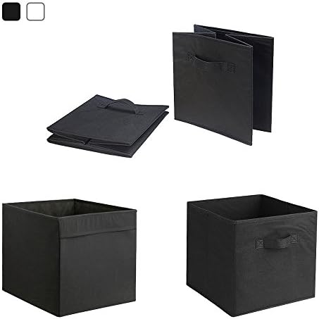 Storage Boxes Foldable Fabric Cubes Kids Bedroom Office Box (black)