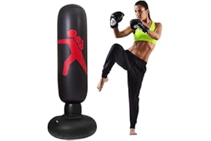 MuscleForge Sac de frappe gonflable debout 160 cm noir + pompe