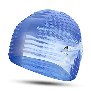 Swimming Cap Bubble Dotted for Women Girls Men Boys Swim Cap for Long Hair | Anti Slip Silicone Swiming Cap Ideal for Everyday use