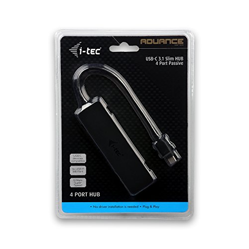 i-tec USB C Slim Passive HUB 4 Port ohne Netzadapter, 4x USB 3.0 Port für den Anschluß von USB-A Geräten auf den neuen USB-C Konnektor, kompatible mit Thunderbolt 3, Windows, Mac OS, Android, Chrome - 5
