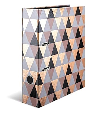 Herma Classeur au format A4, motifs raffiné de losanges abstraits dans une jolie couleur or rose, un indispensable pour l'organisation de tous les bureaux fichier 285 x 70 x 315 mm Or rose