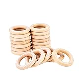 eBoot 20 Pack 55mm Wood Rings Wooden Rings for Craft, Ring Pendant and Connectors Jewelry Making