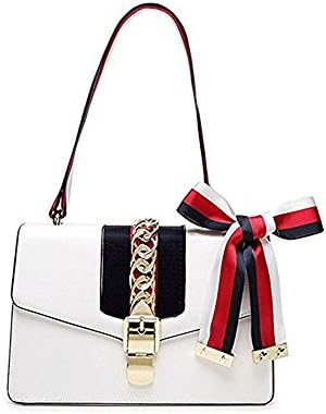 Beatful Designer Handbags for Women, Fashion PU Leather Shoulder Bag Cross Body Bag with a Bow Tie (White)