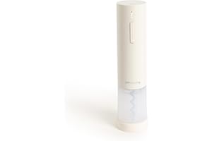 CREATE/WINE OPENER STEEL/Elektrischer Korkenzieher mit Zubehör Cremeweiß/Reichweite für 50 Flaschen, 4 Geschwindigkeiten, Batterieanzeige, 4 Zubehörteile, USB-C-Ladegerät, 15W