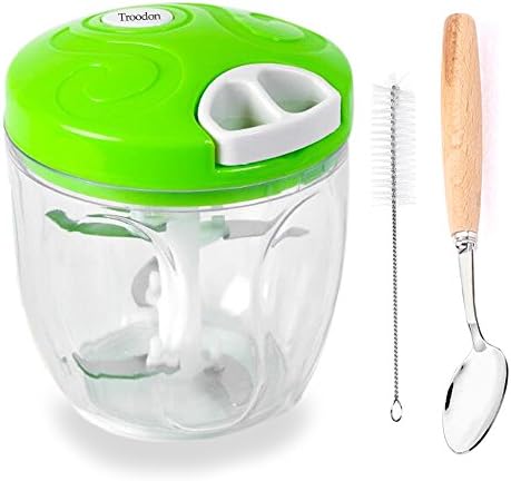 Manual Food Chopper, Troodon 900ml Hand Held Vegetable Chopper/Mincer/Blender Onion Chopper with 5 Stainless Steel Blades