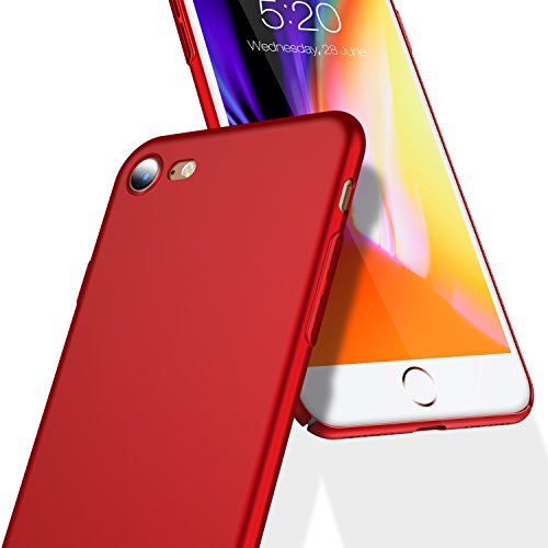 iPhone 7 Case, iPhone 8 Case, TORRAS Ultra-Thin Case with [Tempered Glass Screen Protector], Simple Stylish Fully Protective Matt Cover for Apple iPhone 7 (2016) / iPhone 8 (2017) - Lucky Red.
