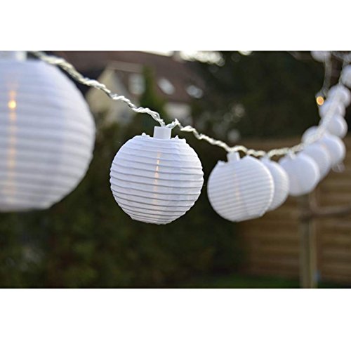 Lampion-Lichterkette mit 40 LED-Lampions Ø 7,5 cm weiß für innen und außen von Gartenpirat® - 3