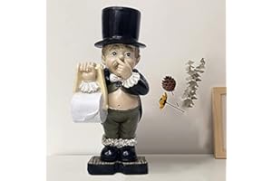 BOMOYA Boy Girl Holding Nose Toilet Butler with Roll Paper Holder Sculptures Bathroom Fixture Extra Roll Resin Ornament for Home Bathroom (BOY)