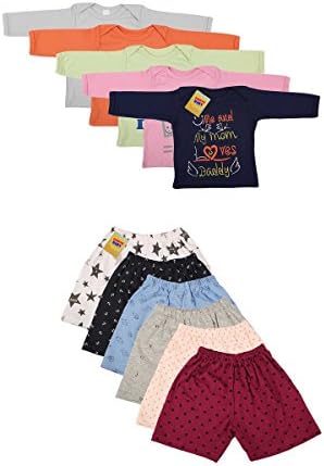 First Kids Step Fareto Unisex Combo Of 6 Baby Shorts And 5 Mom & Dad Quotes Tees