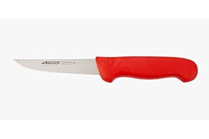 Arcos Coltello Disossatore con Lama in Acciaio Inossidabile Nitrum 130 mm – Coltello da Macellaio Professionale per Tagliare Ossa e Carne – Manico Ergonomico in Polipropilene, Serie 2900, Rosso