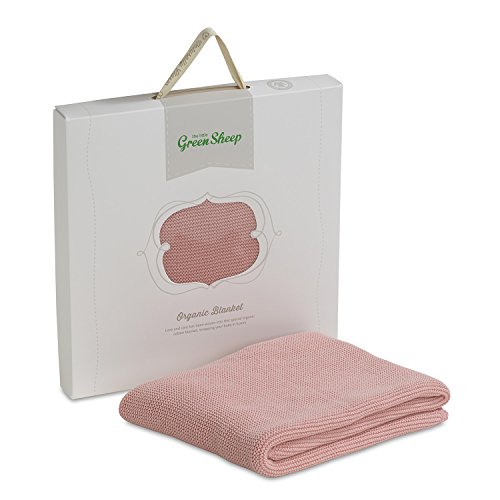 The Little Green Sheep Organic Knitted Baby Blanket (Pink)