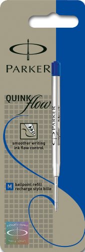 Parker S0909580 Ersatzmine QuinkFlow (für Kugelschreiber, mittlere Strichbreite, blaue Tinte, Einzelpackung)