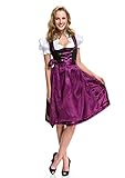 lila-schwarzes Lifos Dirndl mit Bluse und Schürze - 3