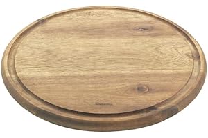 Metaltex Okrągła deska do krojenia z drewna akacjowego z rowkiem na sok, Ø 24 cm