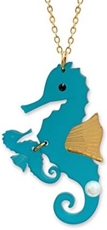 Little Moose Laser-Cut Perspex Seahorse &amp; Baby with Pearl Necklace