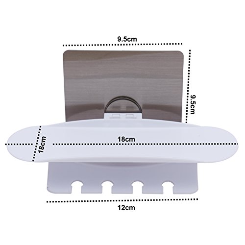 Kurelle selbstklebender Wand-Zahnbürstenhalter/-Zahnpasta Halter, für Zahnpasta Tube, Rasierschaum und 4 Zahnbürsten, Familienset, schafft Organisation im Bad - 8