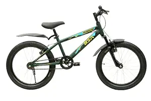 BSA Ambush 20T Kids Cycle, 5 to 8 Years, Front Suspension, Sporty Straight Handlebar, Thick Tyres - Forest Green, 12