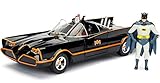 batmobil modellauto Miniatur Jada Toys - 98259bk - Batmobil - 1966 Version - mit Figuren - Maßstab 1/24 - Schwarz/Rot