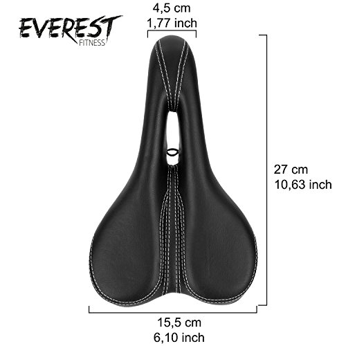 EVEREST FITNESS Komfort Trekking-Fahrradsattel für Herren aus weichem Synthetik-Leder mit 2 Jahren Zufriedenheitsgarantie – Fahrrad-Sitz / Fahrrad-Sattel / MTB Sattel / Mountainbike-Sattel /Elastomere-Dämpfung - 3