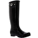 100% Naturkautschuk Damen Original Tall Gloss Winter Wasserdicht Regen Gummistiefel Stiefel - Schwarz - 39