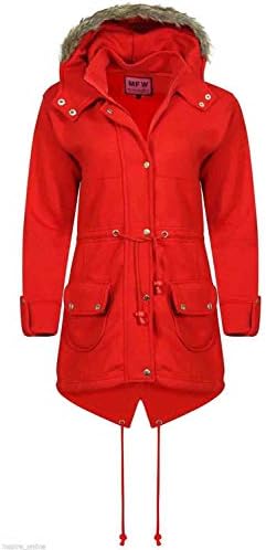 Fashion StarWomens Faur Fux Hooded Long Sleeve Pockets Zip Up Brave Soul Fishtail Padded Parka Jacket