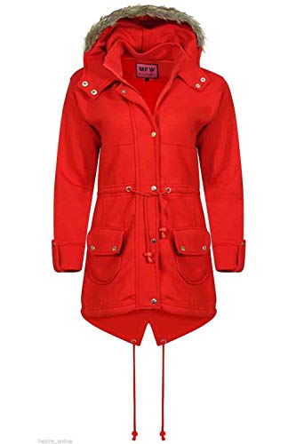 Fashion StarWomens Faur Fux Hooded Long Sleeve Pockets Zip Up Brave Soul Fishtail Padded Parka Jacket