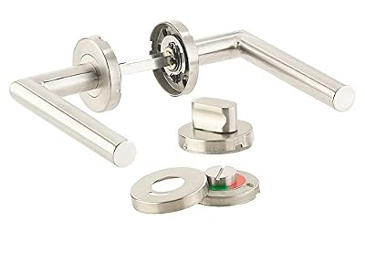 AGT Poignée de porte et rosette en acier inoxydable pour salle de bain et WC