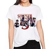 Perfecto para mujeres y niñas. Ideal para ropa casual, vacaciones, relax y senderismo. Adecuado para el uso diario Se puede dar a los adolescentes como regalo de cumpleaños o regalo de Navidad. Ringer Tee Shirt Stranger Things Camiseta Mejores Amigas Best Friend Impresión T-Shirt Manga Corta Retro Regalo Camisa Cuello Redondo Verano para Mujer.