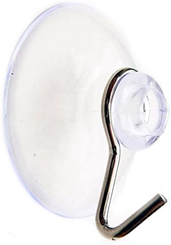 Pack of 20 x 40mm - 45mm Diameter (just over 1 1/2") Standard Suction Cups / Suckers with Wire / Metal Hook and Mushroom Head by rubbersuckers UK. Plain, clear vinyl / PVC. Packet size (x20).